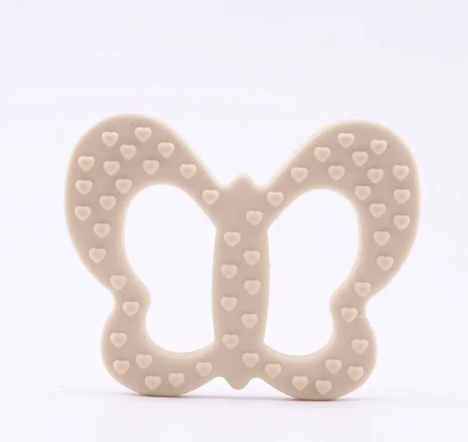 beige Let's Make Baby Teeether Силиконовая Бабочка соска ручной работы зажим для прорезывания зубов ожерелье аксессуары манекен DIY зажим Подвески с цепочками - Цвет: beige