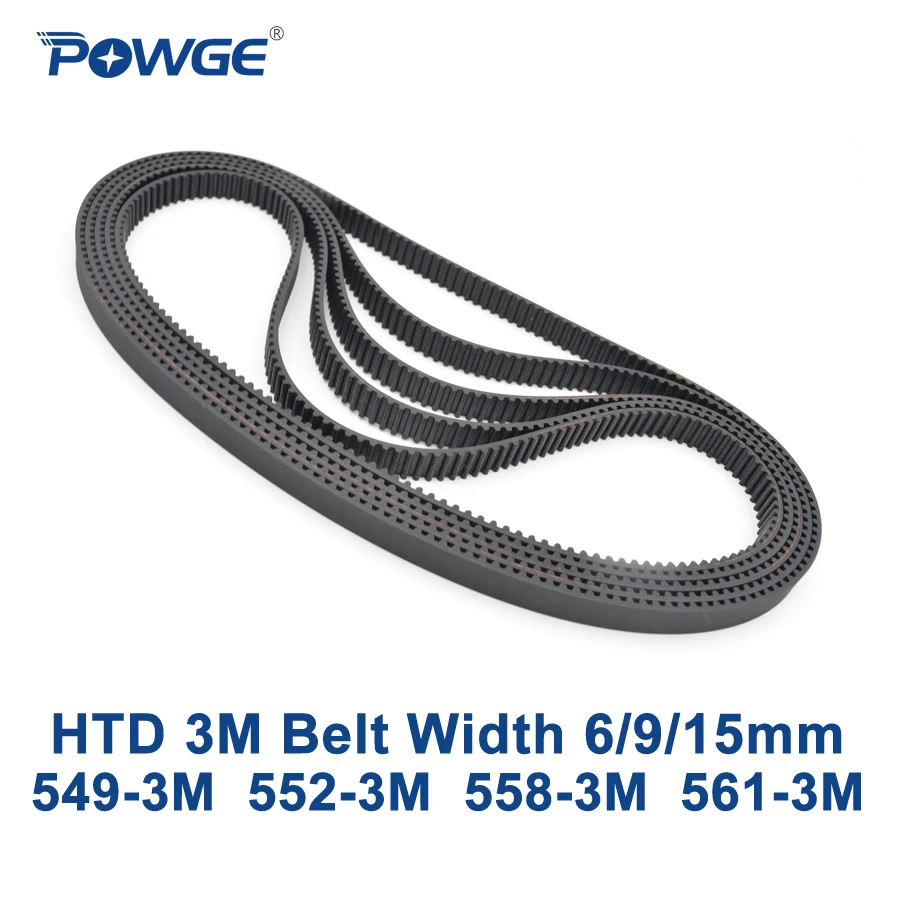 

POWGE HTD 3M Timing belt C= 549 552 558 561 width 6/9/15mm Teeth 183 184 186 187 HTD3M synchronous 549-3M 552-3M 558-3M 561-3M