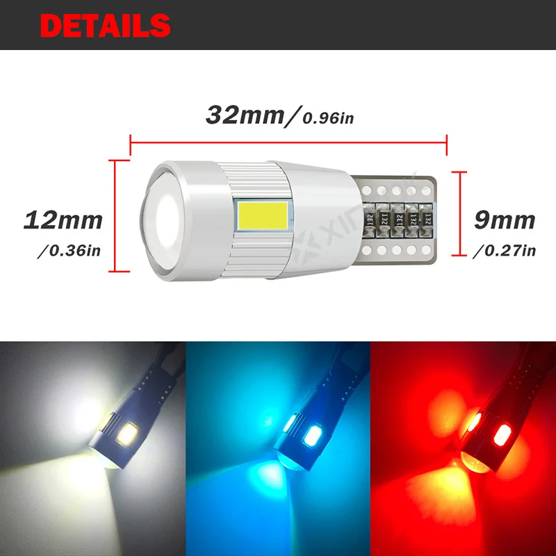 2 шт. автомобильные белые/зеленые/красные/синие Сменные 5630 6SMD светодиодные лампы