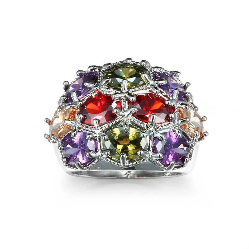 2021 Новое цветное яркое циркониевое квадратное кольцо элемент австрийский