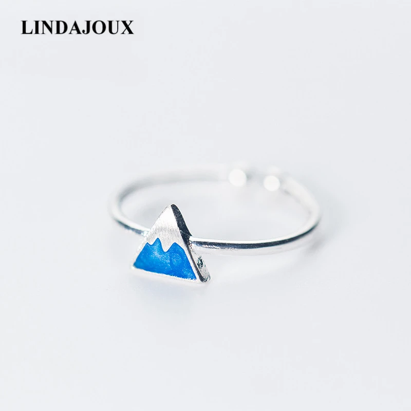 LINDAJOUX 925 пробы серебро голубой лед горный Шарм Открытое кольцо для Для женщин S925