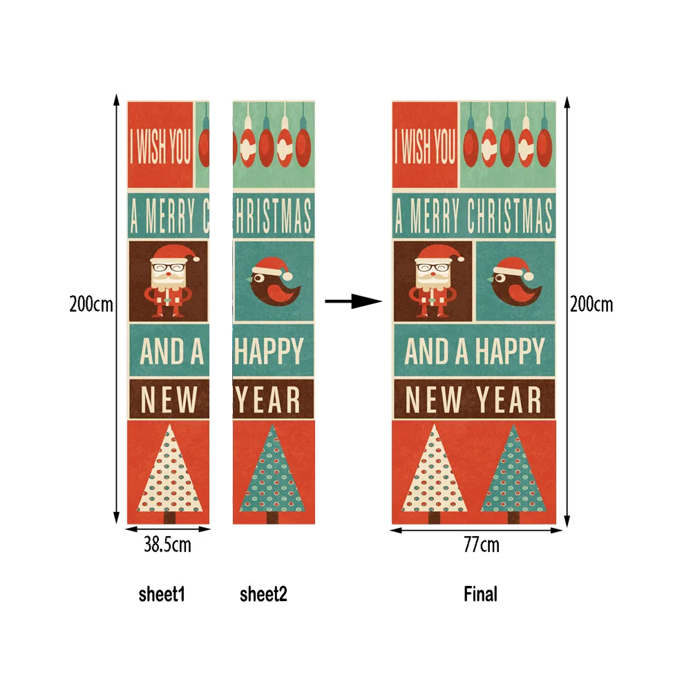 Новогодний Мультфильм рождественские наклейки на дверь для гостиной спальни