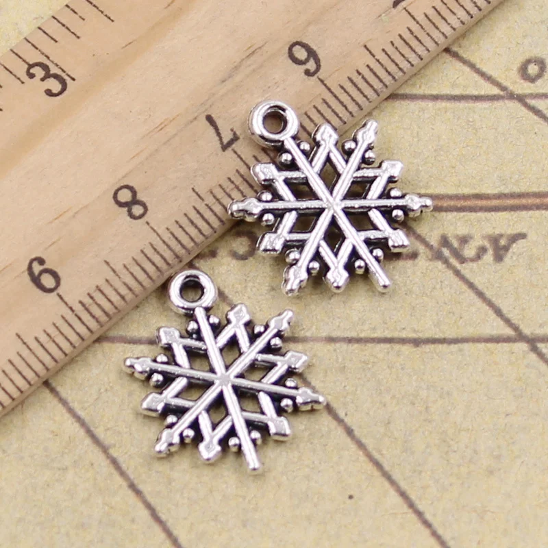 

12pcs/lot Charms Snowflake Snow 19x15mm Antique Silver Color Pendants Making DIY Handmade Tibetan Finding Jewelry For Bracelet
