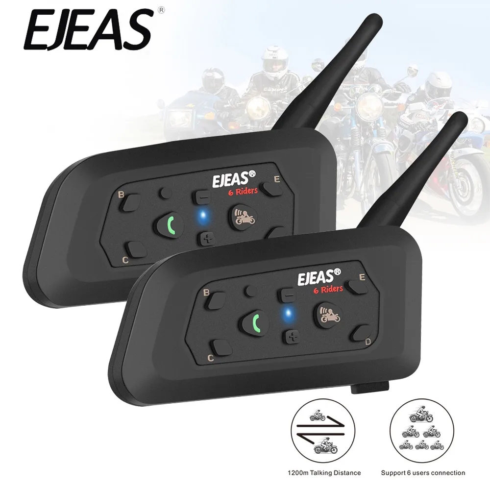 V6 Интерком мотоциклетный Bluetooth шлем гарнитуры 850 мАч микрофон MP3 1200 м интерфон для