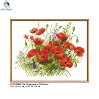 joy sunday h773 flower style 14ct 11ct counted and stamped home decoration the flowers are in full bloom cross stitch kits