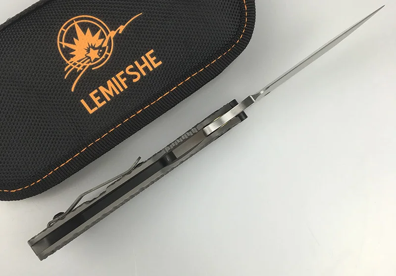 Складной нож LEMIFSHE SMG лезвие D2 из титана с медной ручкой для кухни охоты
