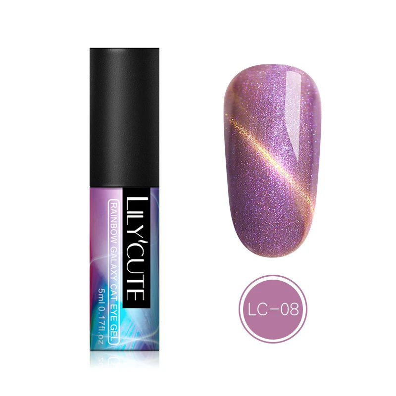 LC-8 LILYCUTE УФ-гель для ногтей кошачий глаз с блестками, Магнитный Гель-лак для ногтей, маникюрный лак, дизайн ногтей 5 мл - Цвет: LC-8