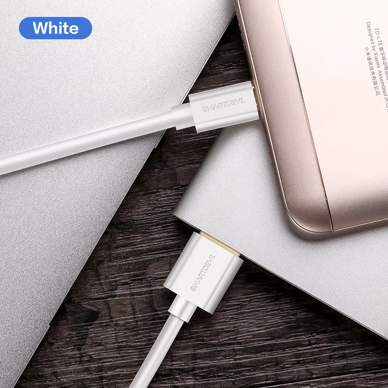 White Кабель SmartDevil usb type-C для samsung Galaxy S10 S9 Plus USB-C быстрой зарядки мобильного телефона type-C кабель для xiaomi mi6 mi5 mi 4 - Цвет: White