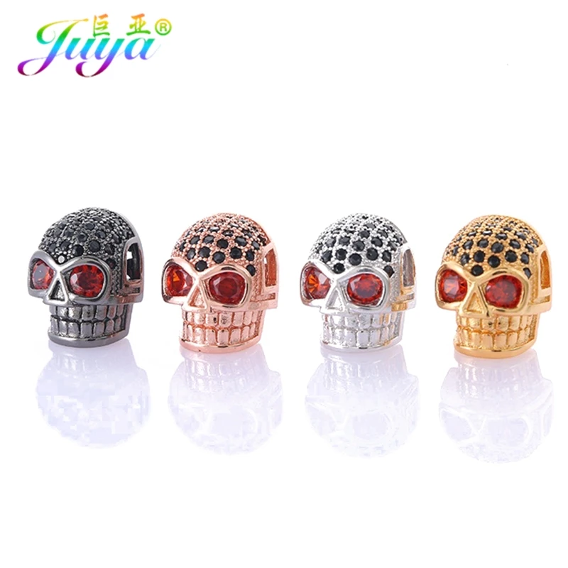 Juya DIY Панк ювелирные изделия металлические бусины микро проложить Циркон Череп