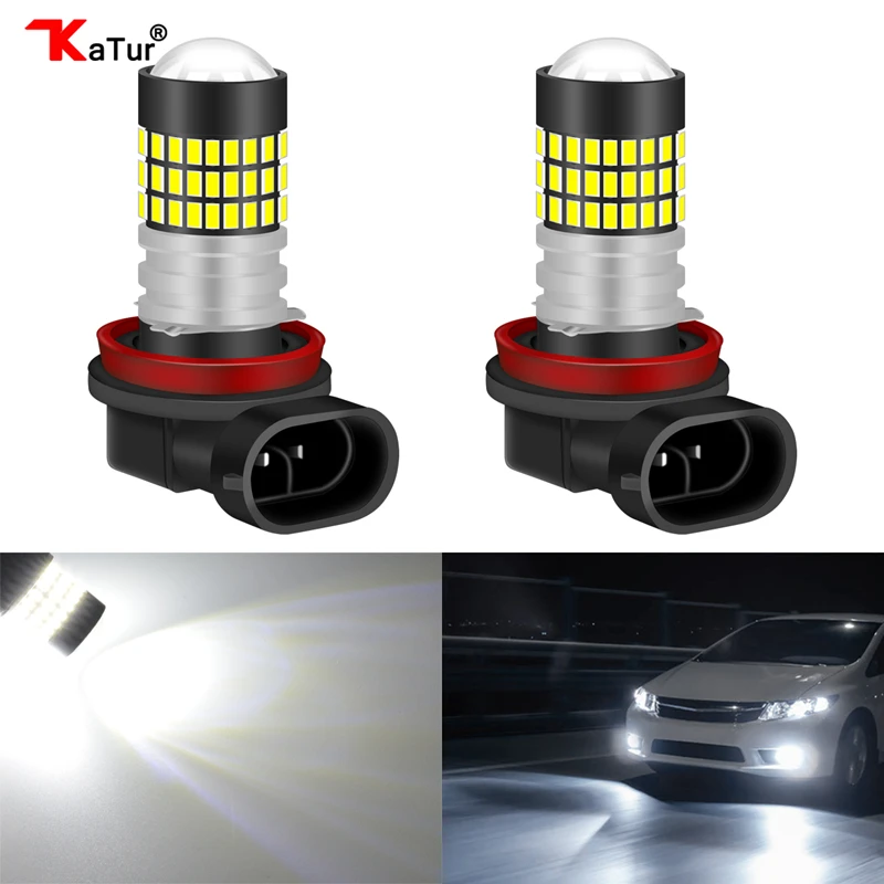 Katur 2x H8 H11 Светодиодный противотуманный светильник s лампы 3014SMD 1200LM 6000K белый супер