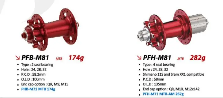Powerway j-крюк MTB ступицы дисков 24 28 32 отверстия многоосная система передний qr M9 M15