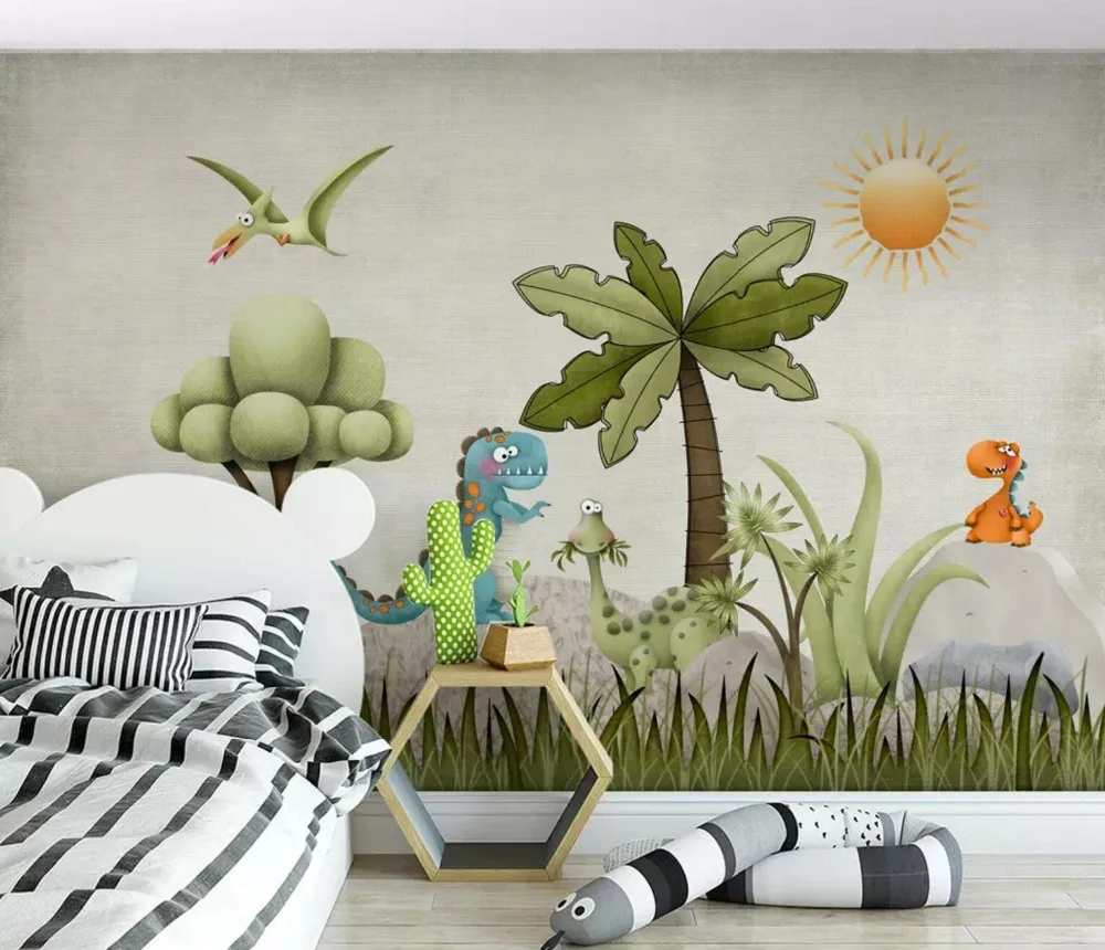 

[Self-Adhesive] 3D Dinosaur Sun Forest Kid Cartoon 2 Wall Paper mural Wall Print Decal Wall Murals