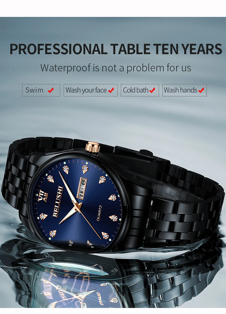Mens Watches Top Brand Luxury Casual Watch New Fashion Waterproof Business Quartz Watches For Mens Wristwatch Clock Full Steel