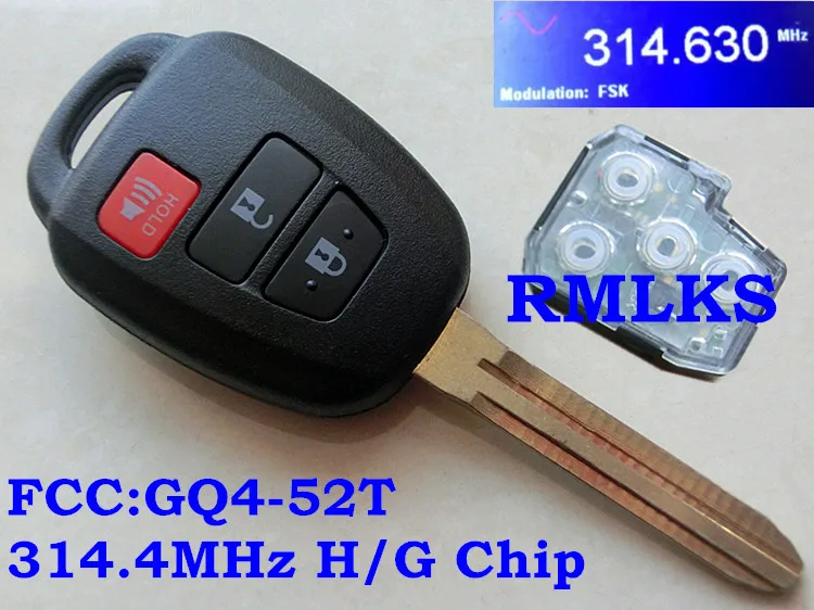 RMLKS для GQ4 52T Uncut TOY43 Blade дистанционный брелок с чипом 314 2 МГц H G 3 кнопки подходит Toyota