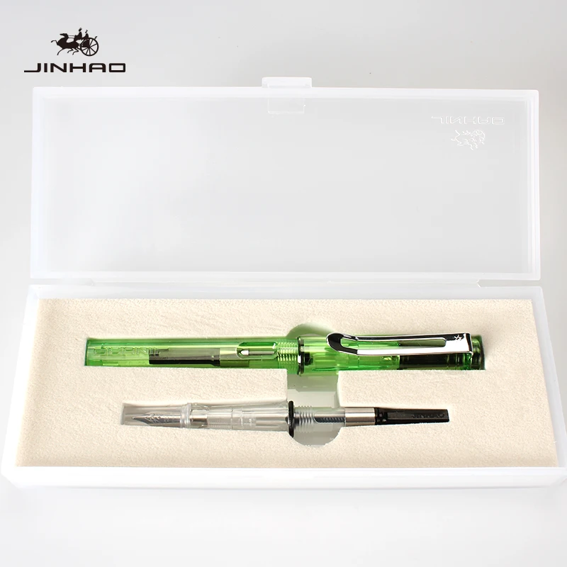Jinhao 599A, двойные ручки, перьевая ручка, 0,5 мм+ 0,38 мм, набор чернильных ручек, роскошные подарочные ручки для письма, чехол