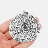 5pcs large hammered irregular round cave flower charms pendants fit for diy jewellery making findings 6265mm