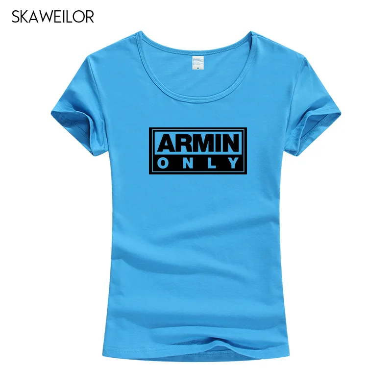 Armin Van Buuren Футболка с принтом женские летние топы с короткими рукавами футболки хлопковые повседневные облегающие футболки Camiseta Femenina - Цвет: Dodge Blue