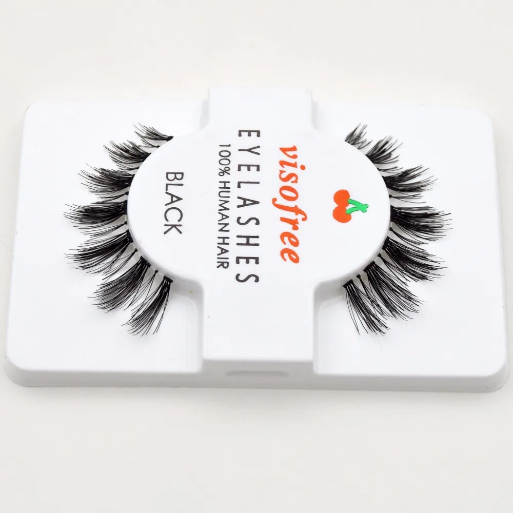 Visofree 100% человеческие ресницы чистые ручной работы прозрачные мягкие натуральные