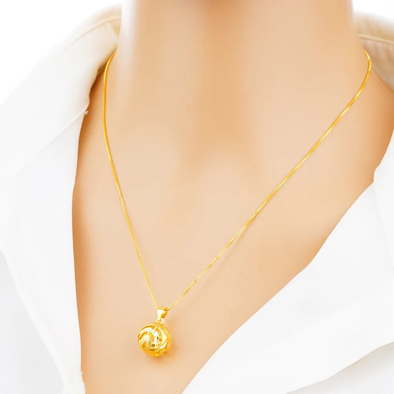 Vintage Dubai 24K Gold Cutout Lantern Pendant Round Ball Pendant& Necklaces for women Accessories(without chain