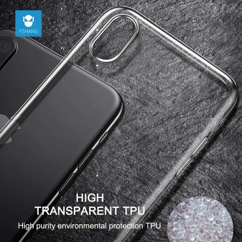 FSHANG Luxury Clear TPU Case For iPhone X 10 Transparent Ultra Thin Silicone Slim Cover Coque Phone Accessories i |