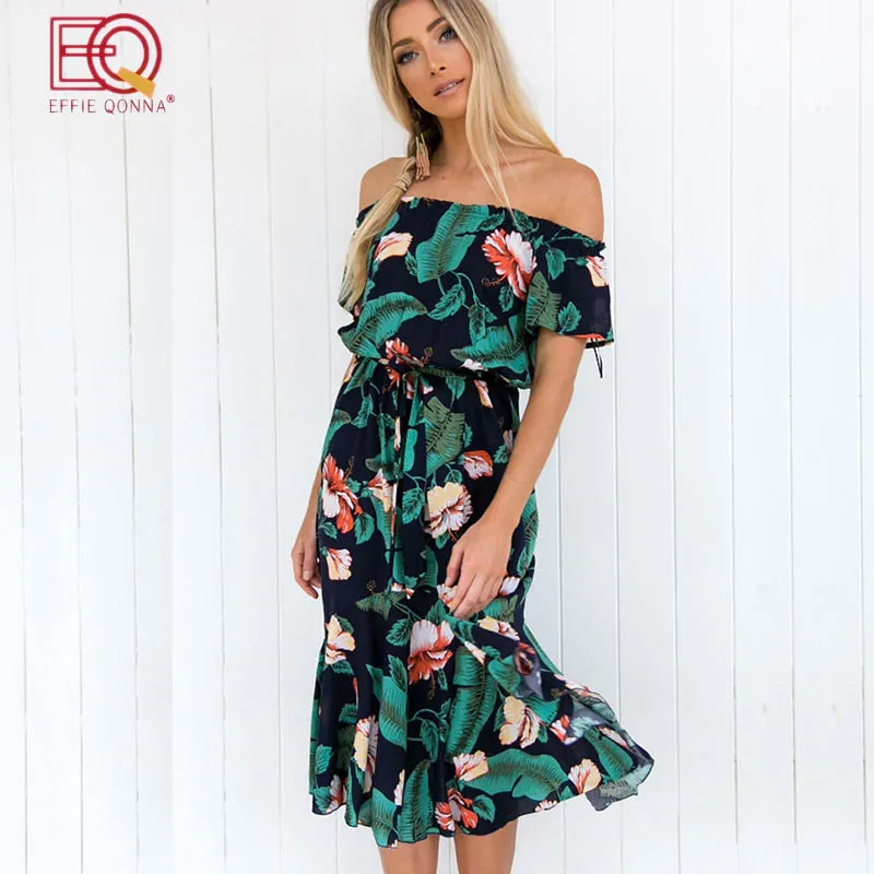 Сексуальная спинки Цветочный принт летнее платье 2018 богемный Сарафан Vestidos пояса