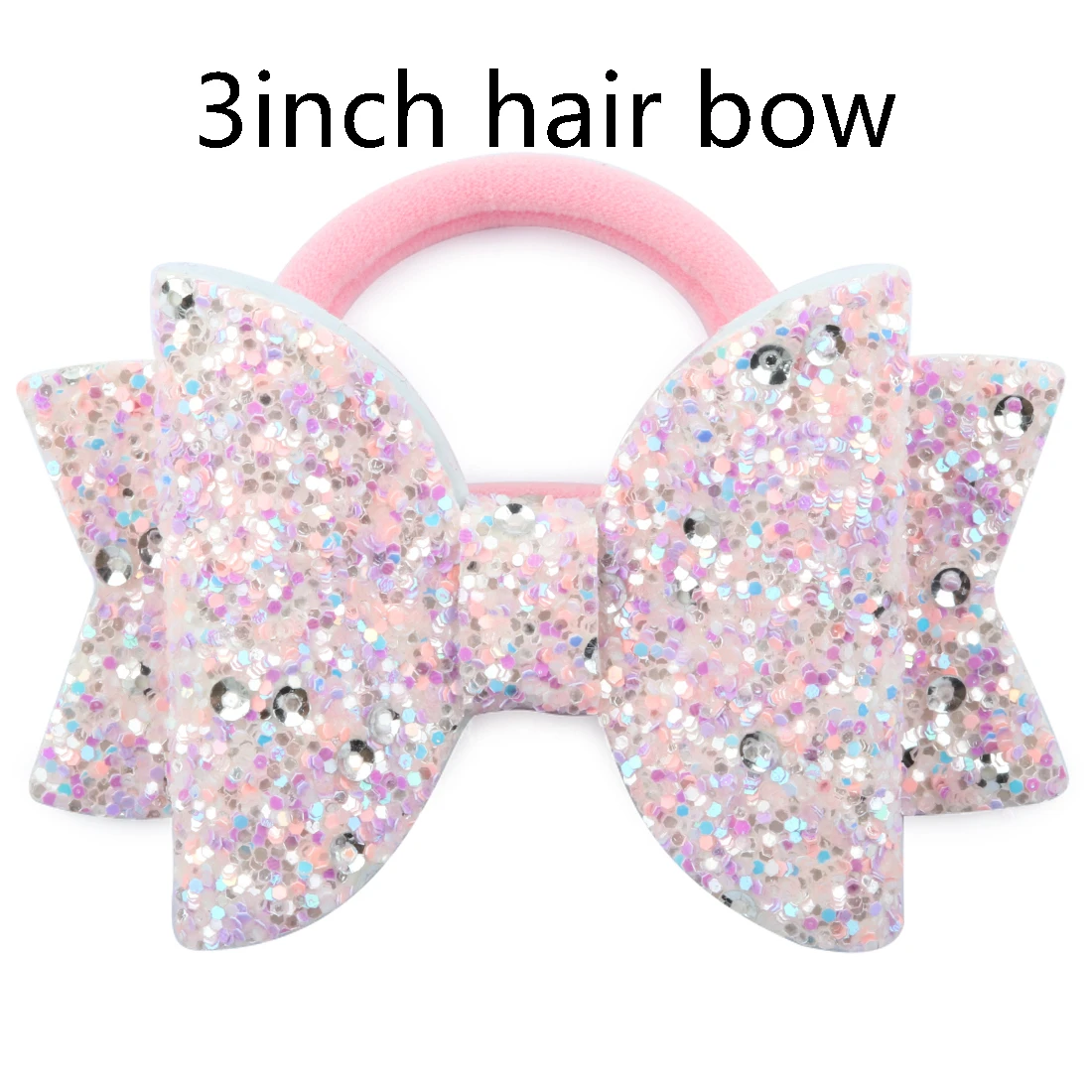 3inch sequin bow-4 1 PC Child Hair Bow Tie Elastic Hair Band Glitter Hairbow Rope Rainbow Sequin Sparkly 3 Inch Bows Mermaid Girls Sweet Headwear - Цвет: 3inch sequin bow-4