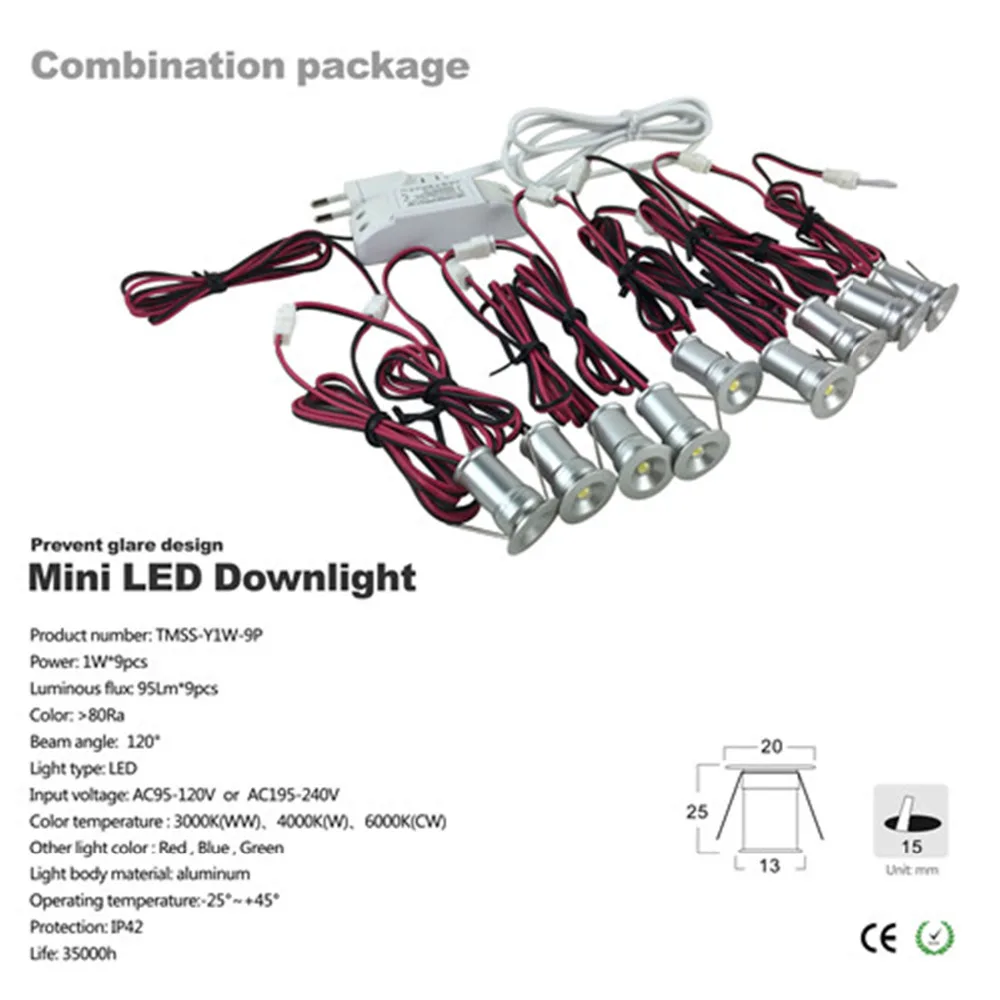 1W Mini Led потолочный светильник 15 мм вырез Встраиваемый прожектор 120D AC85-277V драйвер