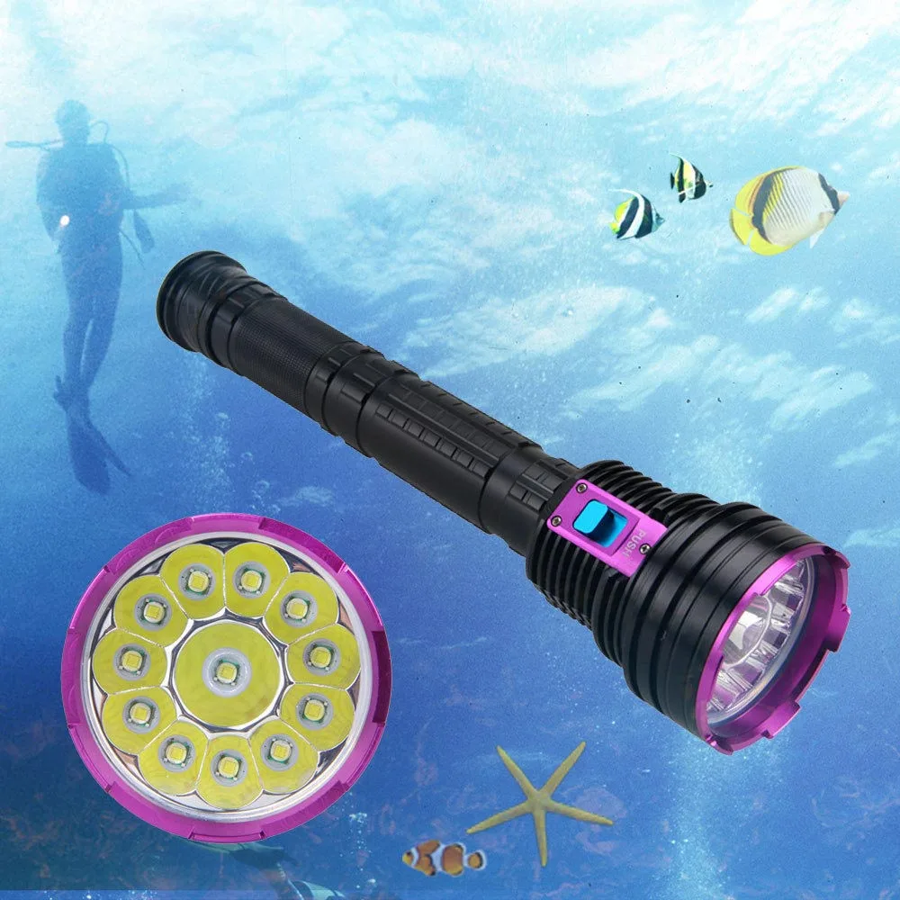12xL2 7000 Lumens LED diving flashlight Aluminum Alloy light 40w super bright lamp use 3x18650/26650 Waterproof underwater 20m | Лампы и