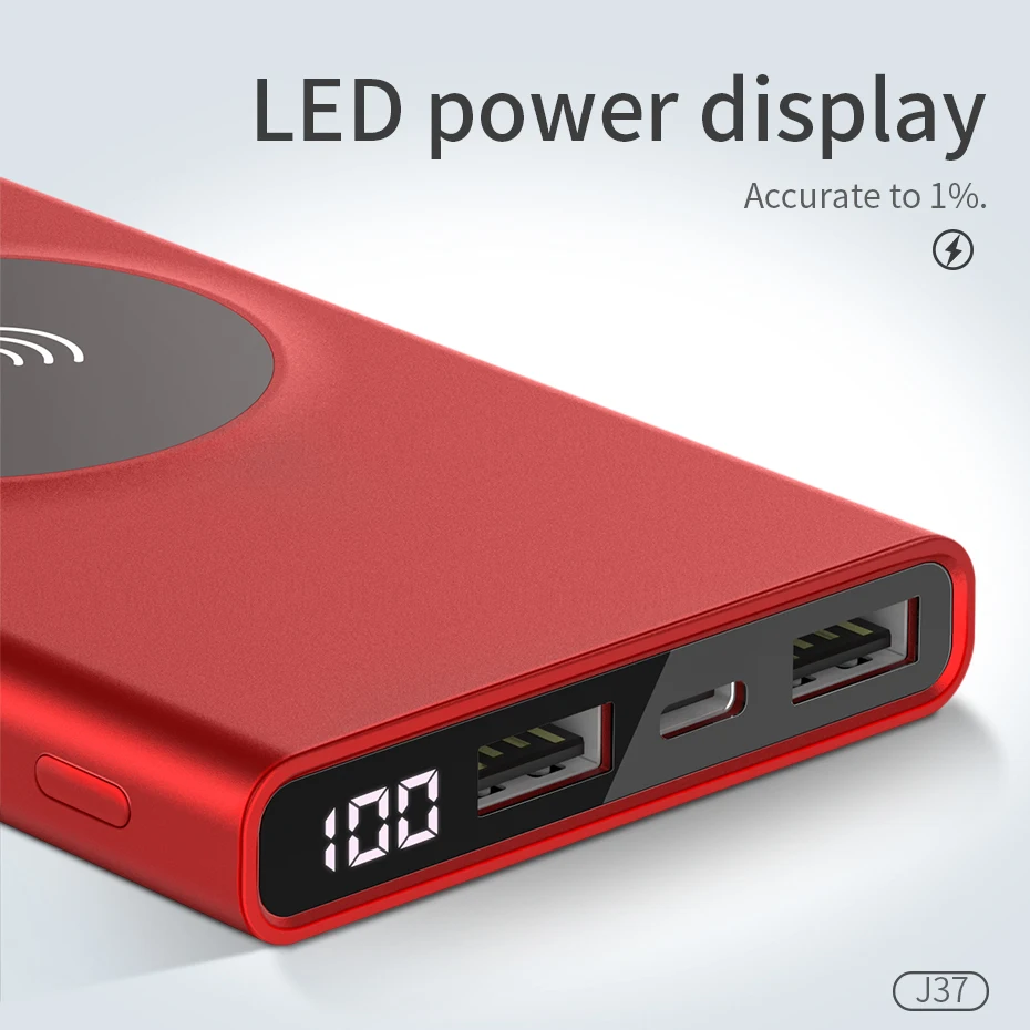 НОСО 10000 мАч QI Беспроводное зарядное устройство power Bank Dual USB с цифровым дисплеем внешний аккумулятор power bank для iphone 8 X XS Max XR