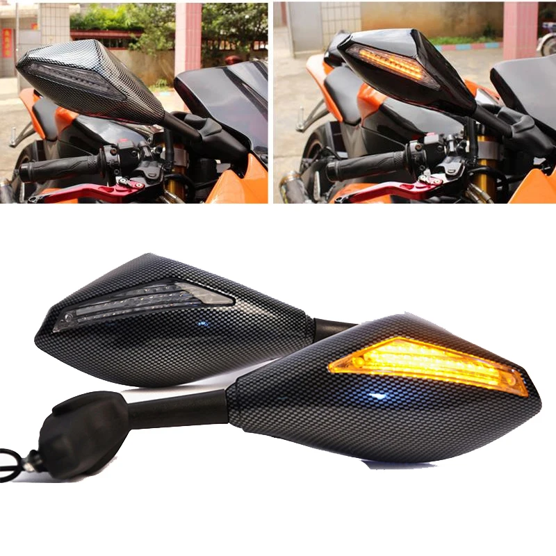 

Motorcycle Front Back LED Turn Signal Integrated Mirrors for HONDA CBR 600RR 1000RR F3 F4 Yamaha FZ1 FAZER Suzuki SV650