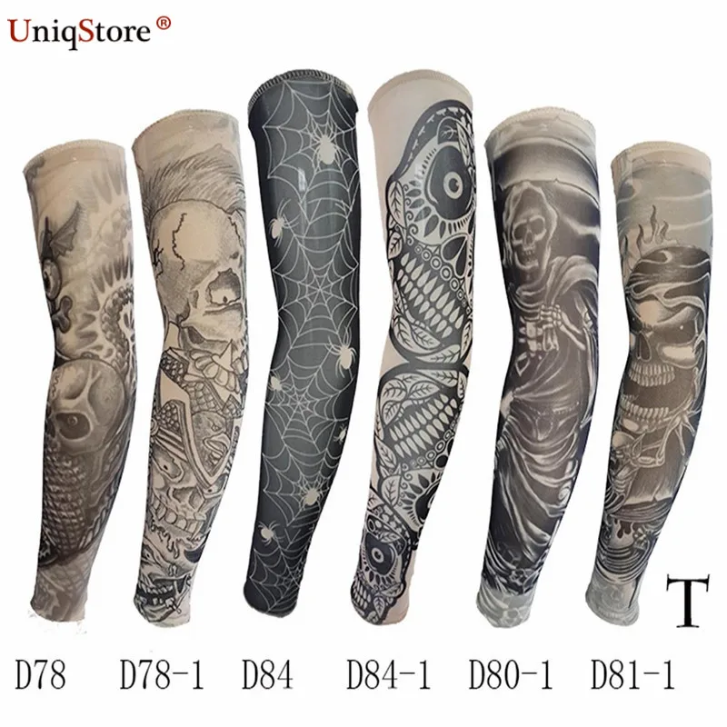 Uniqstore 6PCS Fake Slip On Tattoo Arm Sleeves Men Women Camo Cover Protection UV Sun protection | Аксессуары для одежды