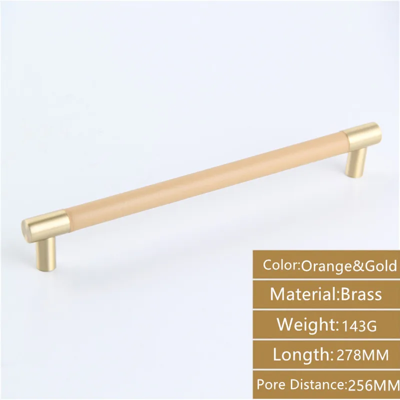 Orange-278-2PCS AODEYI 2 шт латунные ручки для ящиков Carbinet ручка мебель твердая базовая ручка Замена с кожаным покрытием 22-016 - Цвет: Orange-278-2PCS