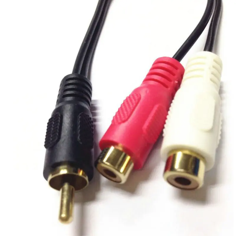 Золотая штепсельная Вилка Rca к 2 переходным кабелям RCA jack/2 кабеля Jack 25