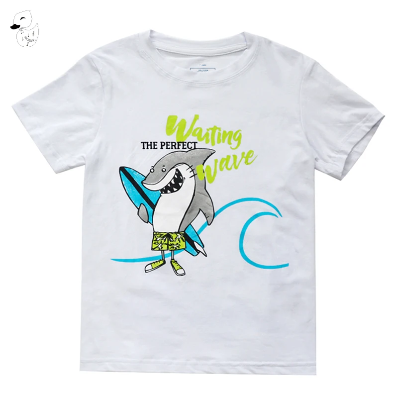 BINUDUCKLING/летний комплект одежды для мальчиков; детская футболка с короткими рукавами и шорты; пляжная одежда; хлопковый с принтом животного; одежда