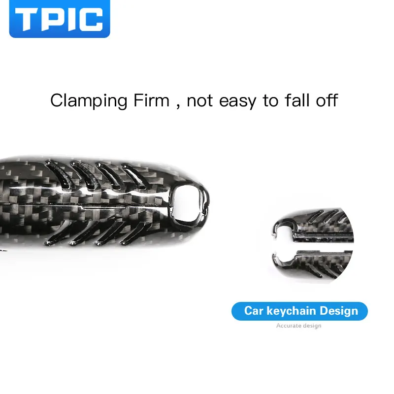 

TPIC Real Carbon Fiber Key Cover Case For Ford Mustang 2015-2019 Key Fob Cover Protection Keychain Interior Styling Accessories