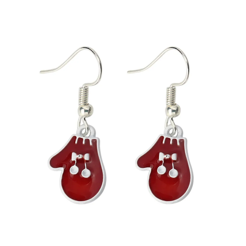Серьги DoreenBeads металлические красные рождественские перчатки эмалированная