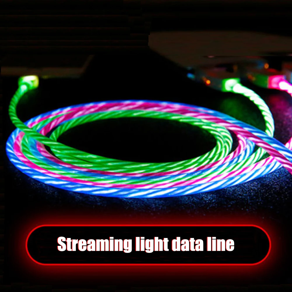 

Luminescence USB Cable Data Charging Flowing LED Glow Charger Wire Cord Micro USB Cable For Type C Cable