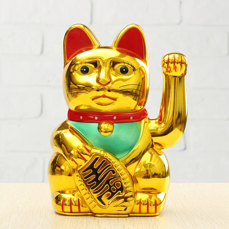 KiWarm милый китайский счастливый богатство Электрический подмигивающий Кот  золотой махающий Кот манящий Манеки на батарейках АА фэн-шуй ремесла 16 см  | AliExpress