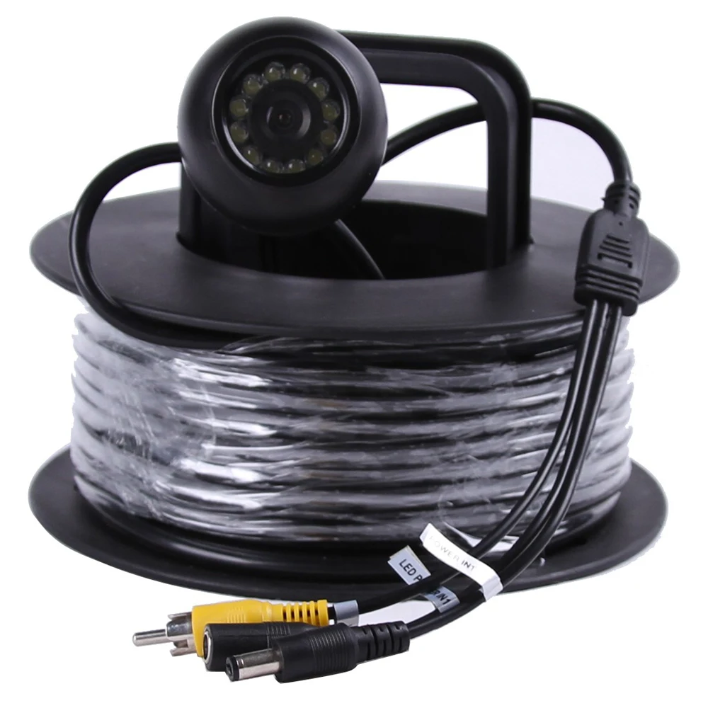 Подводная камера на глубину 50 метров с кабелем в рулонах 12 белых светодиодов и