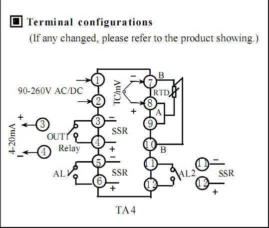 90 265 V AC/DC Цифровой F/C PID Температура контроллер термостат TA4 SNR (полупроводниковое