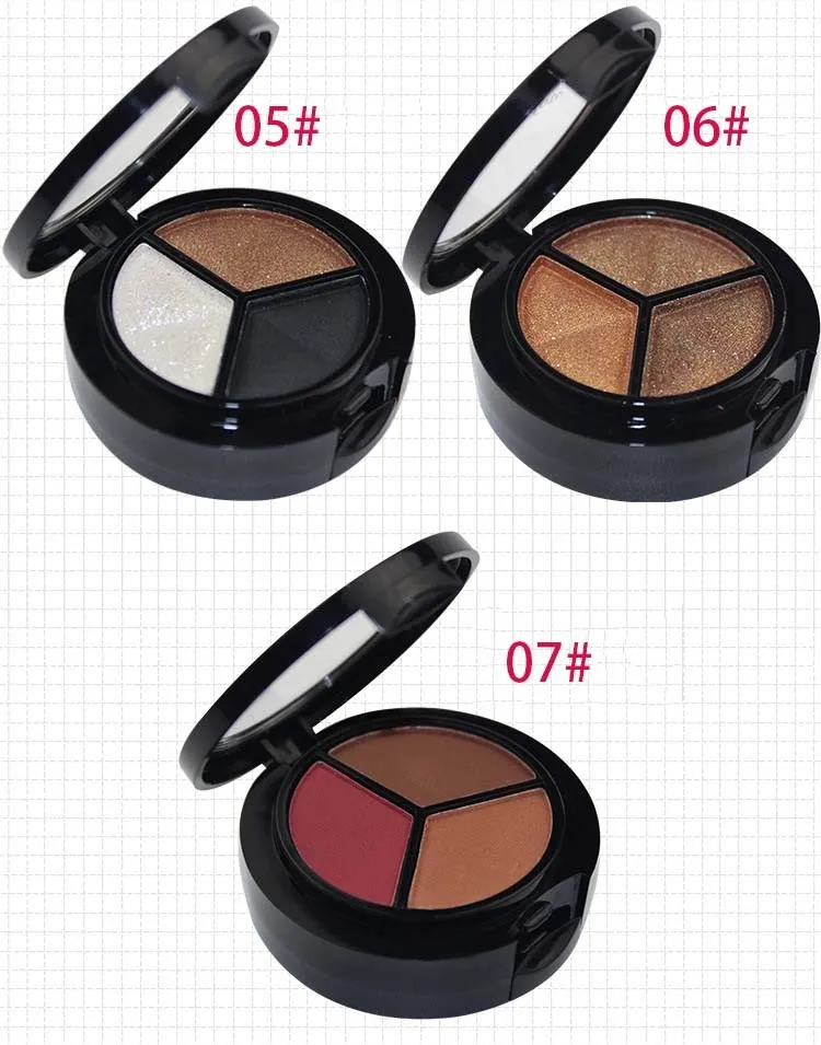 3 цвета Smoky eyeshadow palette Professional glitter eyeshadow shimmer pigment+ кисть+ зеркальный макияж телесные матовые тени для век MOR001