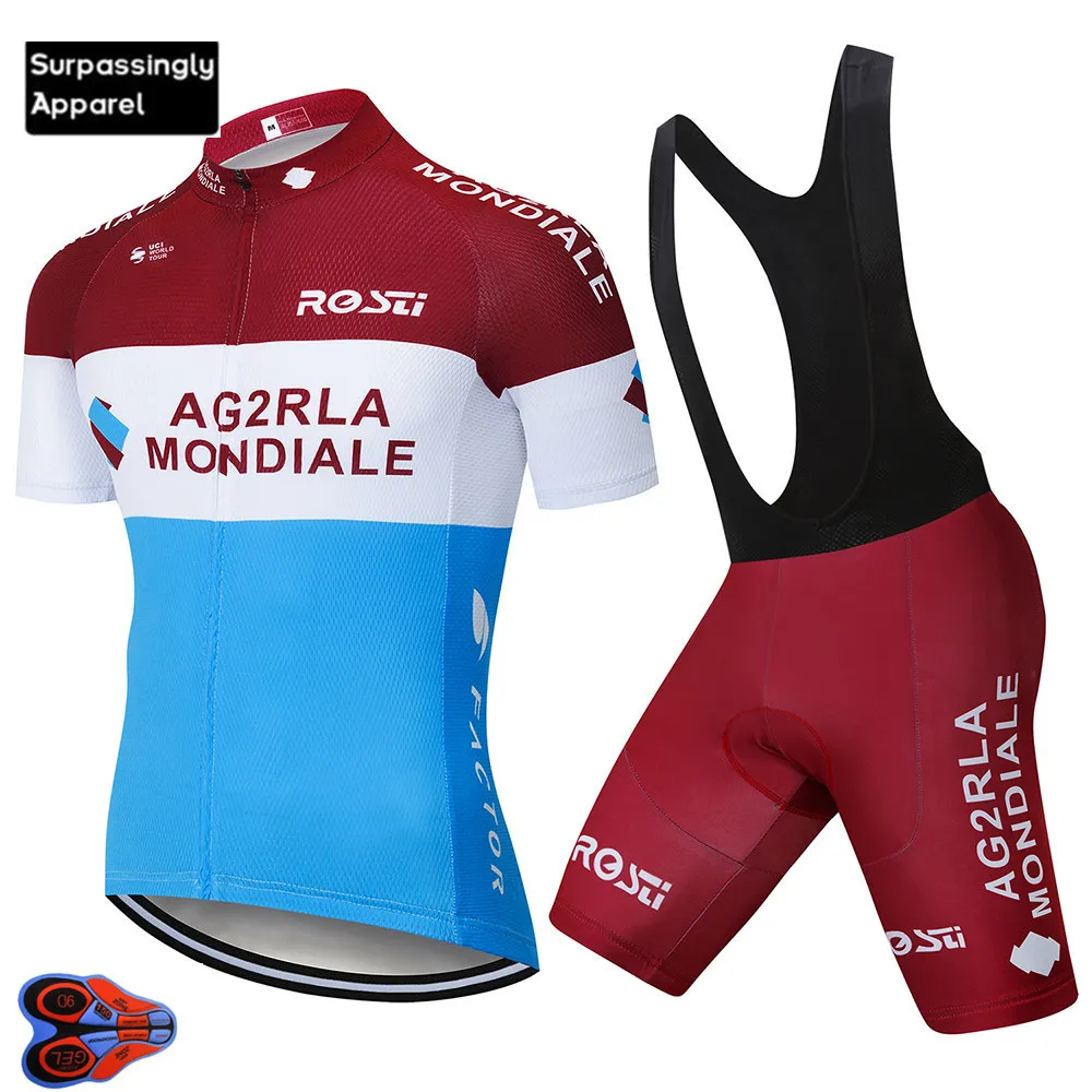 AG2R Велоспорт Джерси 2019 команда 9D гелевые велосипедные шорты набор Ropa Ciclismo