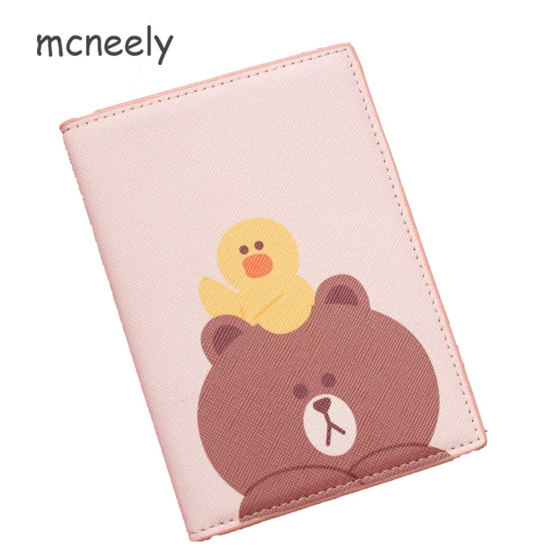 Mcneely/Обложка для паспорта из искусственной кожи с мультяшным медведем, Прямая поставка, для женщин, для путешествий, для паспорта, для самолета, для билета, держатель для ID карты, упаковка 10*14 см