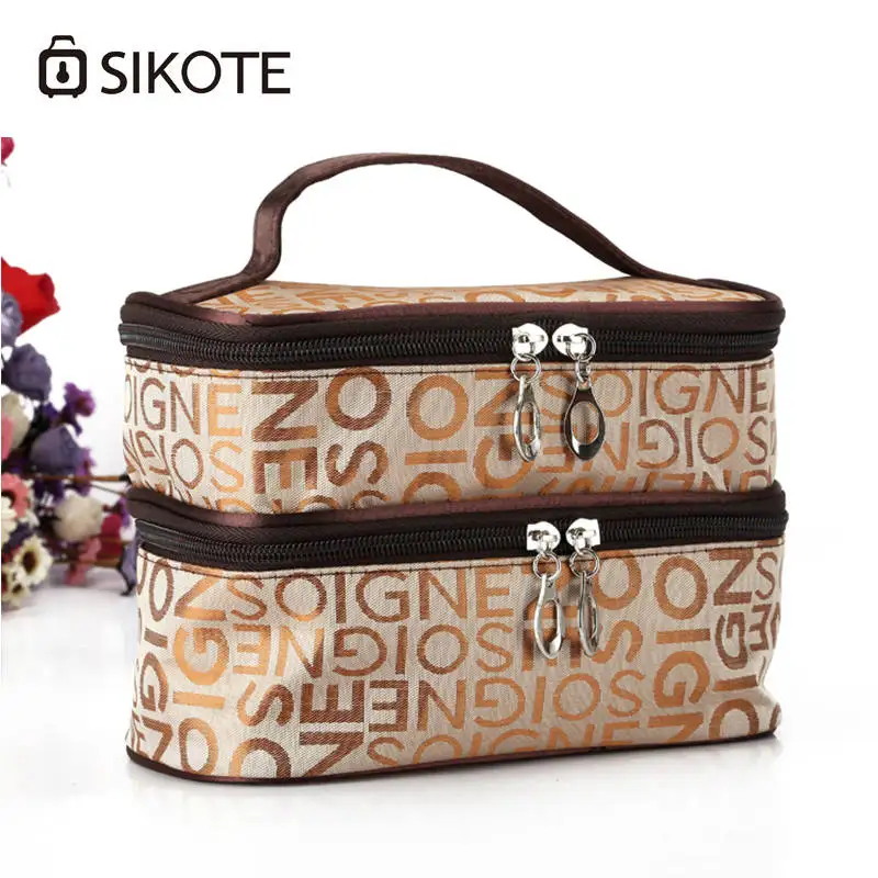 SIKOTE Высокая емкость женские двухслойные дорожные косметички пакет полиэстер