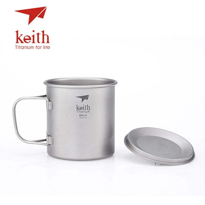 

Keith Folding Titanium Water Mugs Camping Cups Drinkware Travel Mug With Lid 550ml