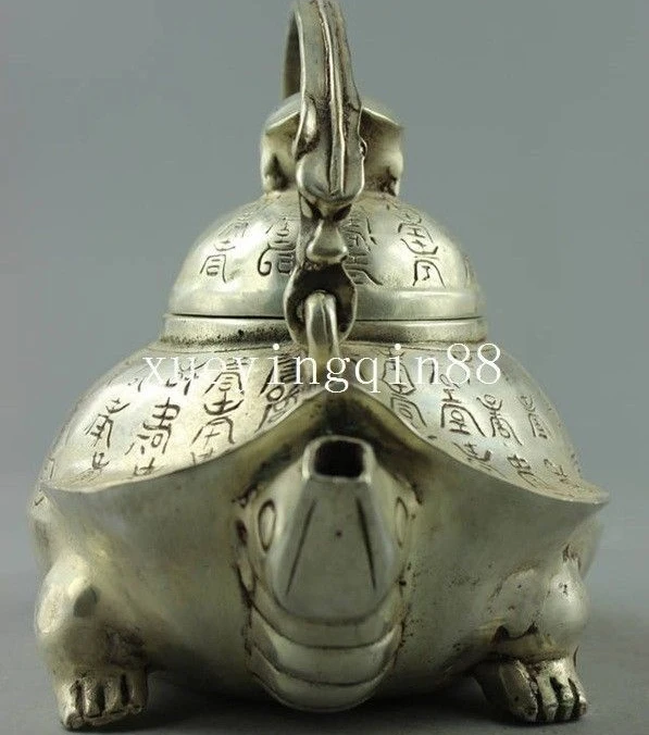 China Feng shui Silver tortoise animal Turtle teapot Wine Tea Pot Flagon Statue | Дом и сад