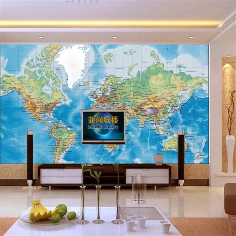 

papel de parede Custom wallpaper 3d mural satellite shooting world map vector illustration living room office 3d wallpaper mural