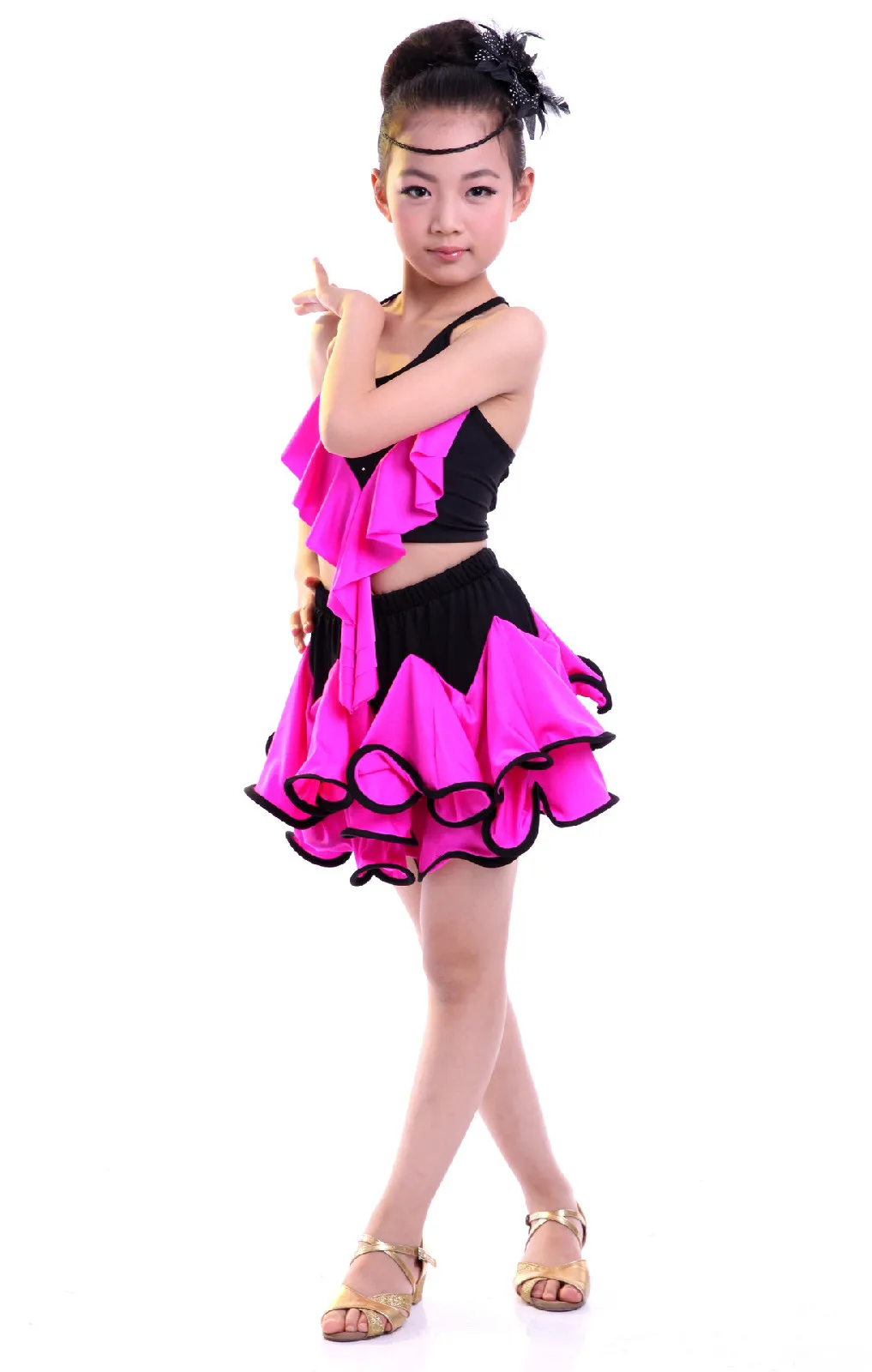 2017 детское платье для латинских танцев большая юбка танцевальный костюм