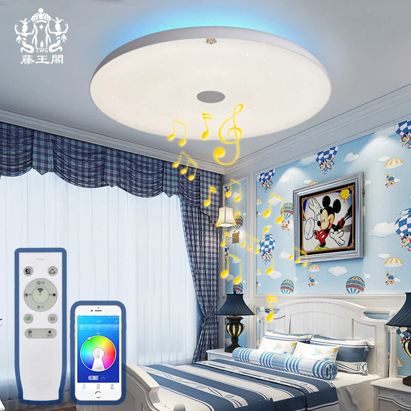 Современный потолочный светодиодный RGB светильник с динамиком и Bluetooth