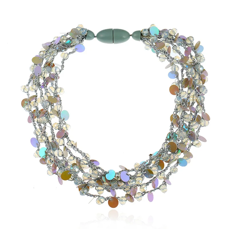 Sleepylady Boho блестки колье Цепочки и ожерелья Для женщин Collier Femme заявление ожерелье